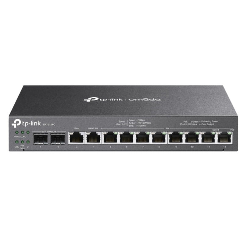 TP-LINK OMADA ER7212PC 2XGIGABIT SFP WAN/LAN PORT 1XGIGABIT RJ45 WAN 1XGIGABIT SFP WAN/LAN 8XGIGABIT VPN ROUTER