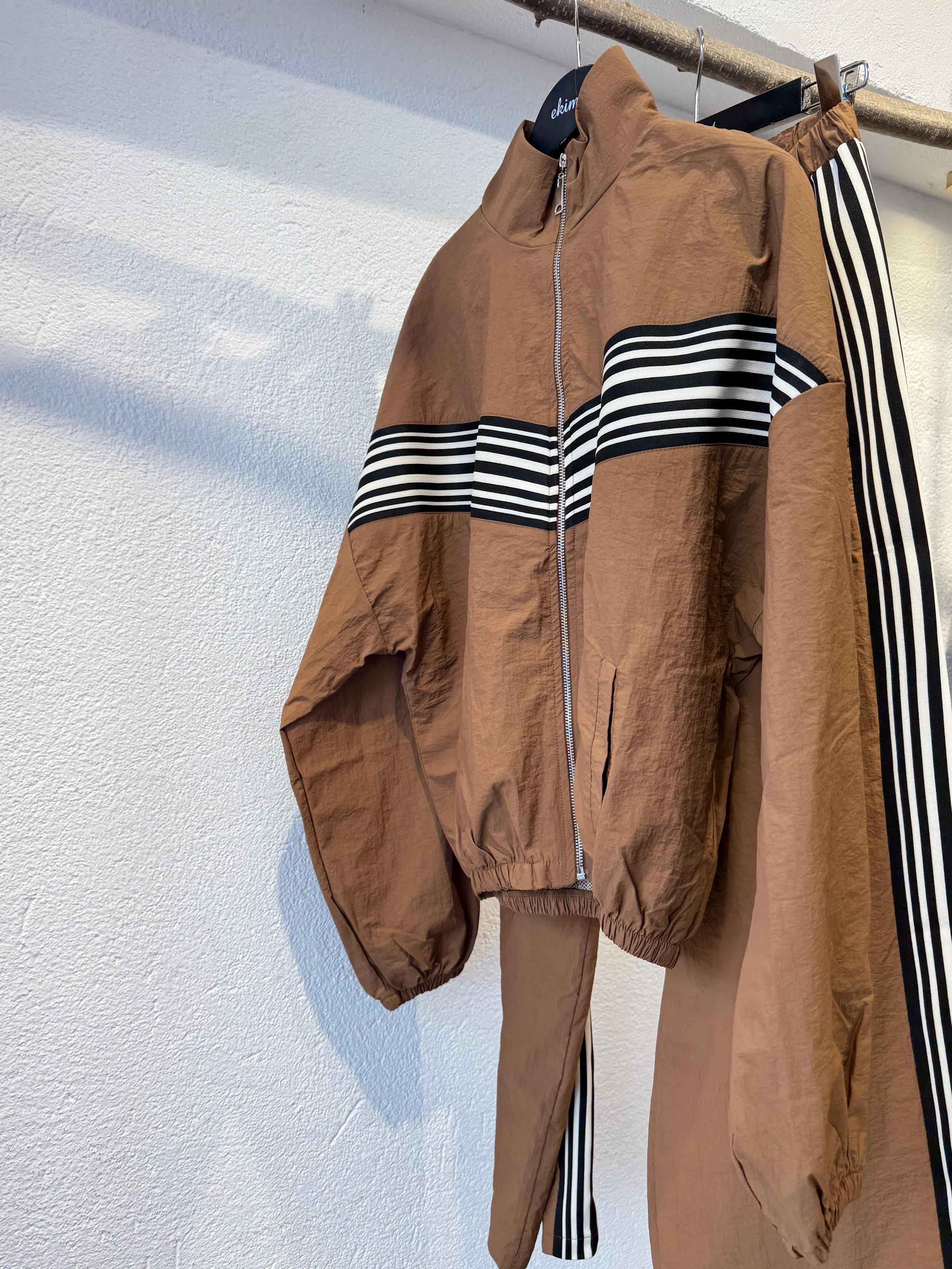 Beli Lastikli Çizgili Pantolon