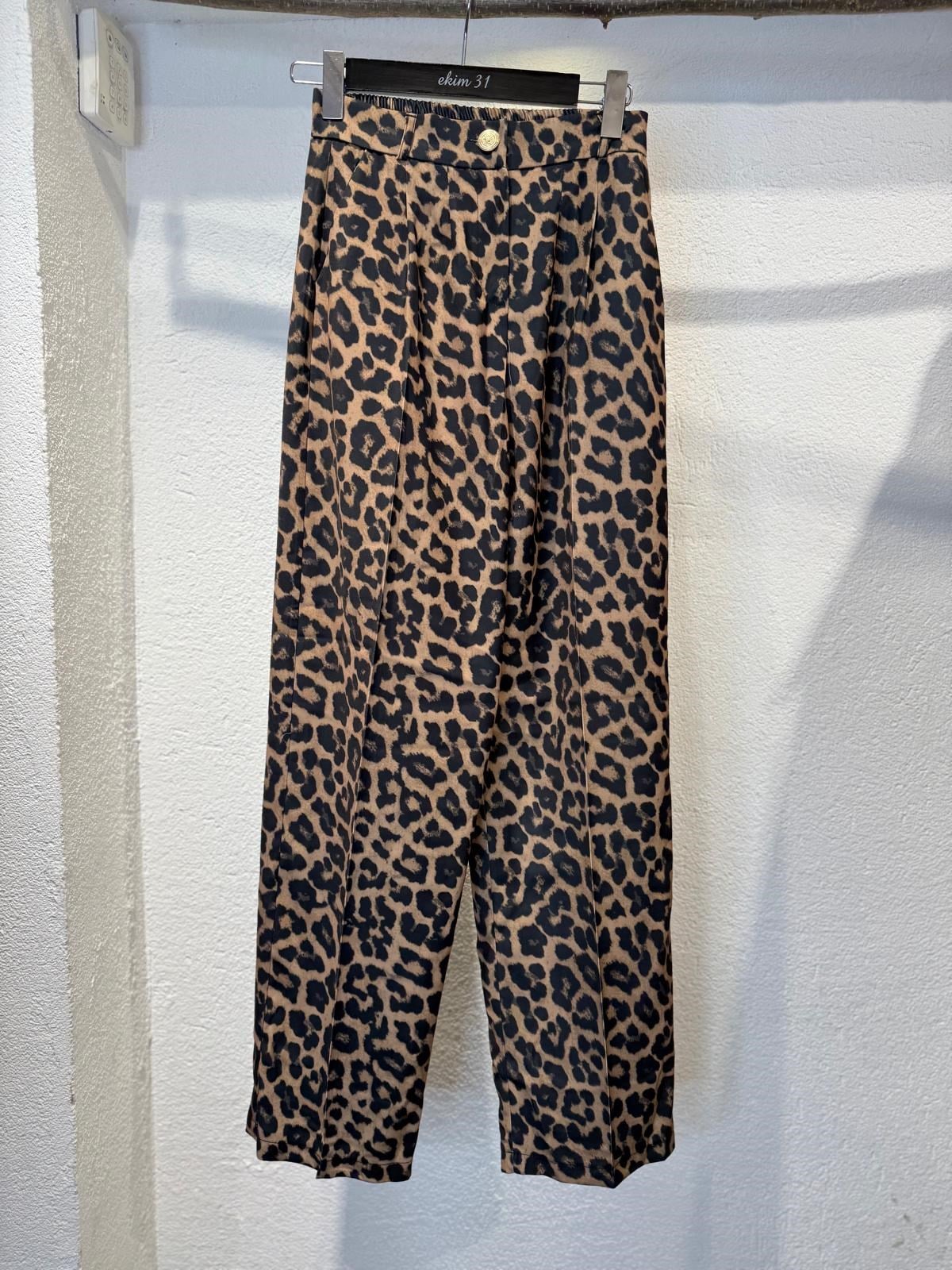 Beli Lastikli Leopar Pantolon