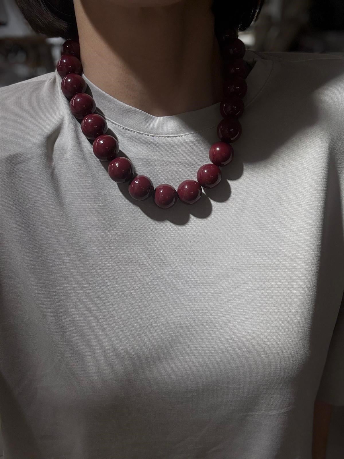 Bordo Boncuklu Kolye