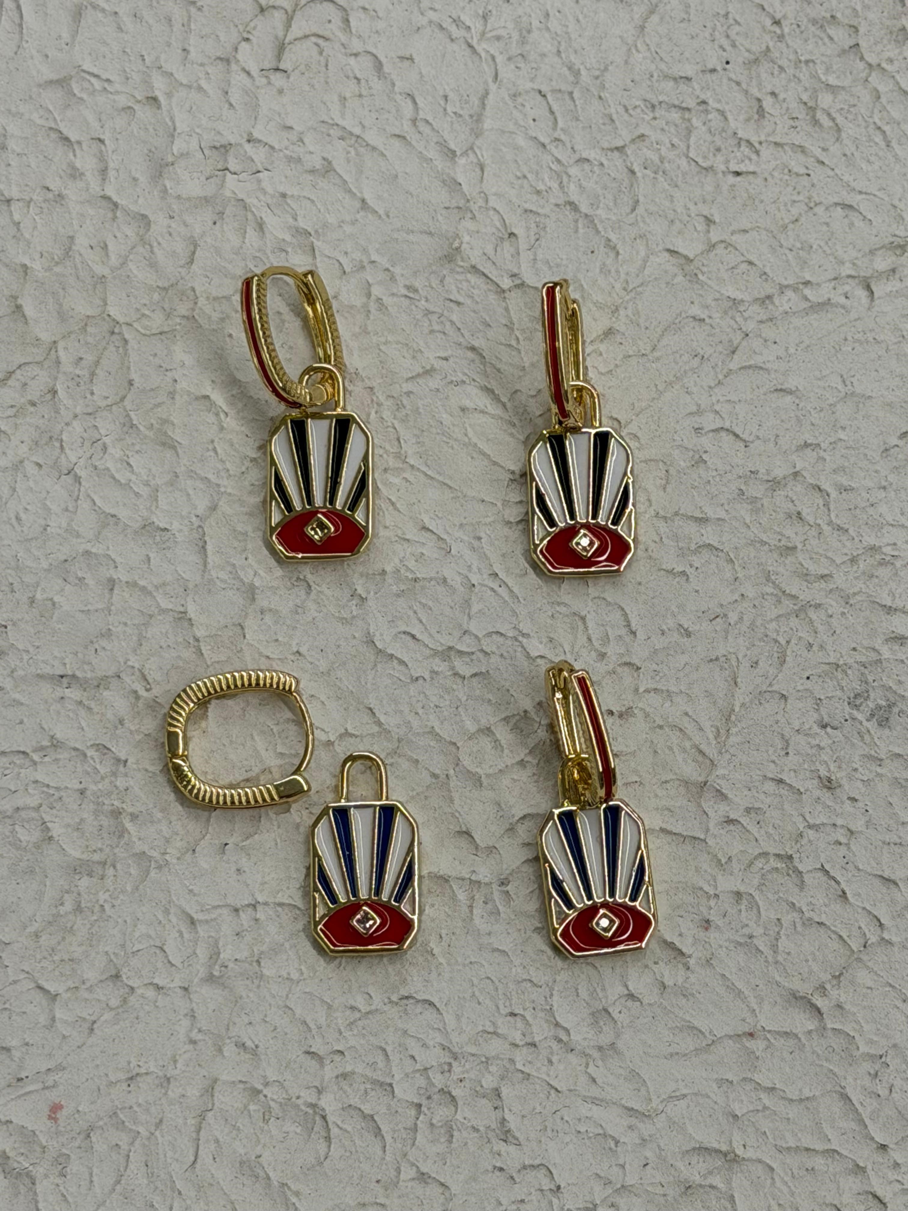 Dikdörtgen Model Çizgili Küpe
