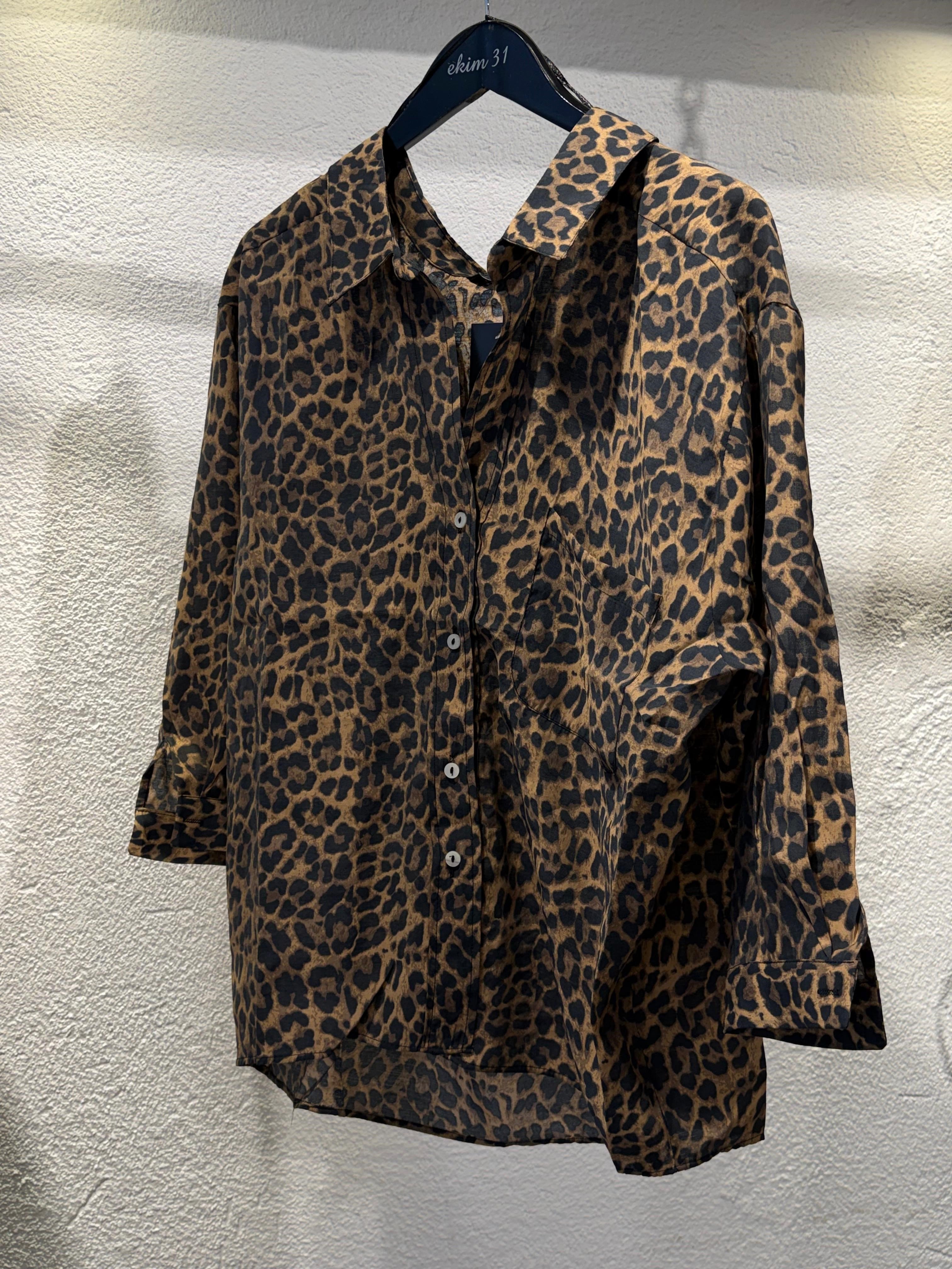Leopar Oversize Gömlek
