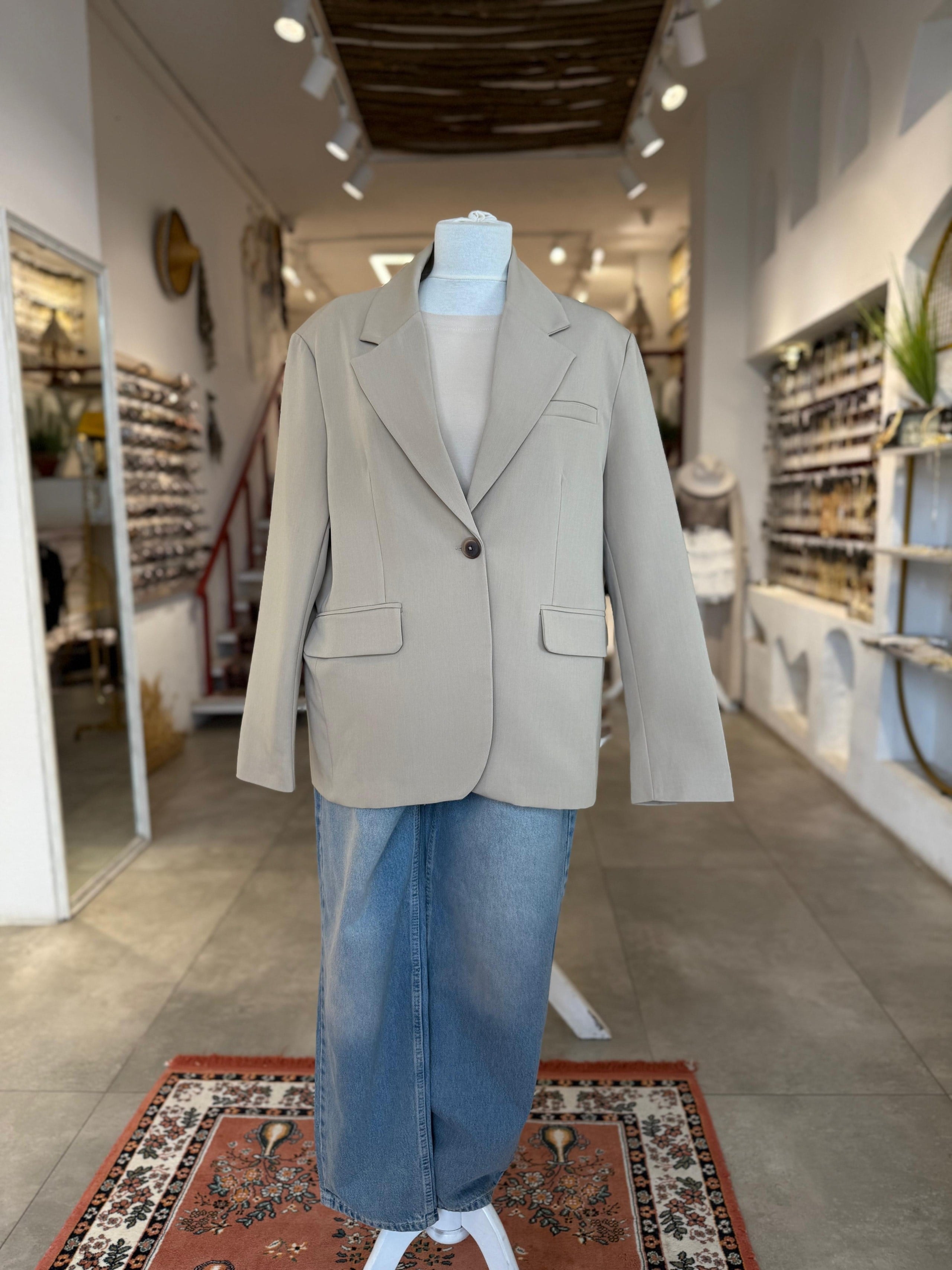 Oversize Camel Blazer Ceket