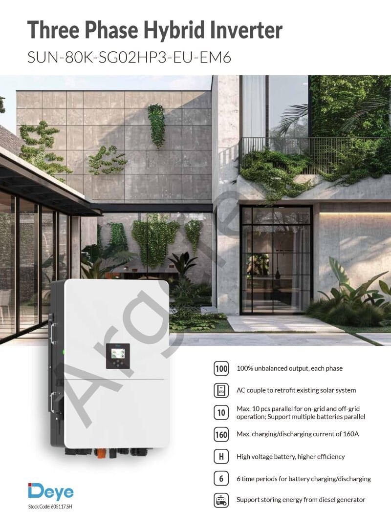 Deye 80kW 80.000 watt hibrit Hybrid Trifaz on grid inverter