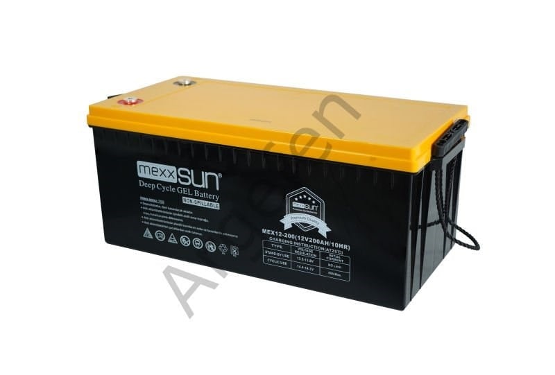 Mexxsun 12V 200 amper jel batarya Güneş paneli aküsü