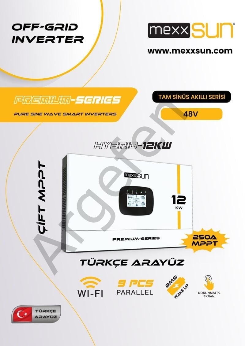 MEXXSUN PREMIUM HiBRiT 48V 12kW TAM SİNÜS AKILLI INVERTER