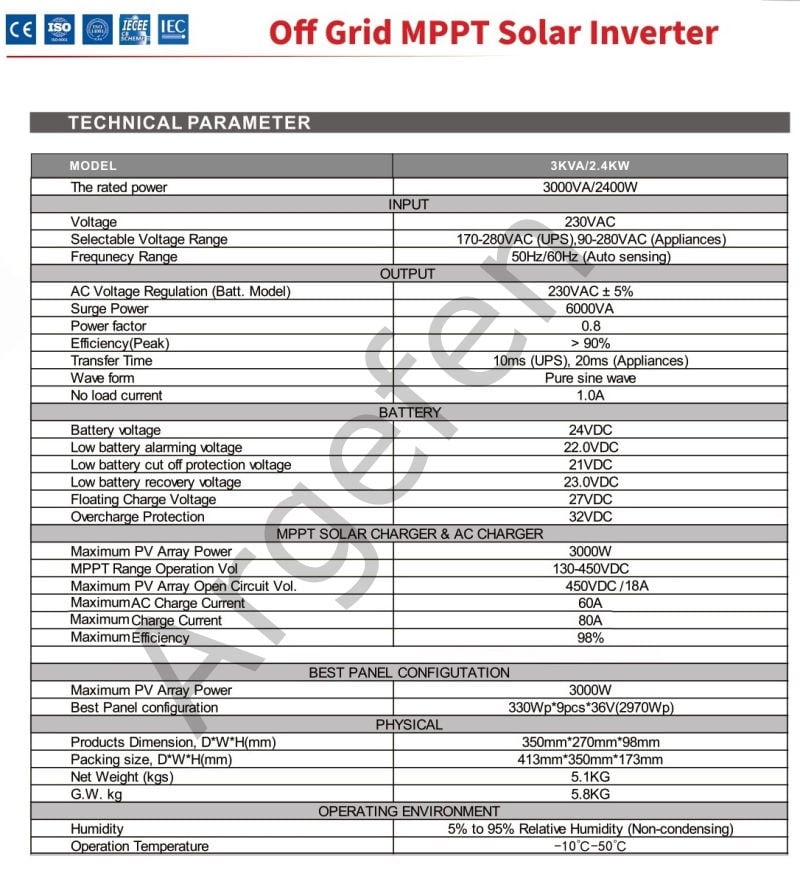 SAKO Sunon-E Tam Sinüs Akıllı 24V 2.4KW (450-500VDC)