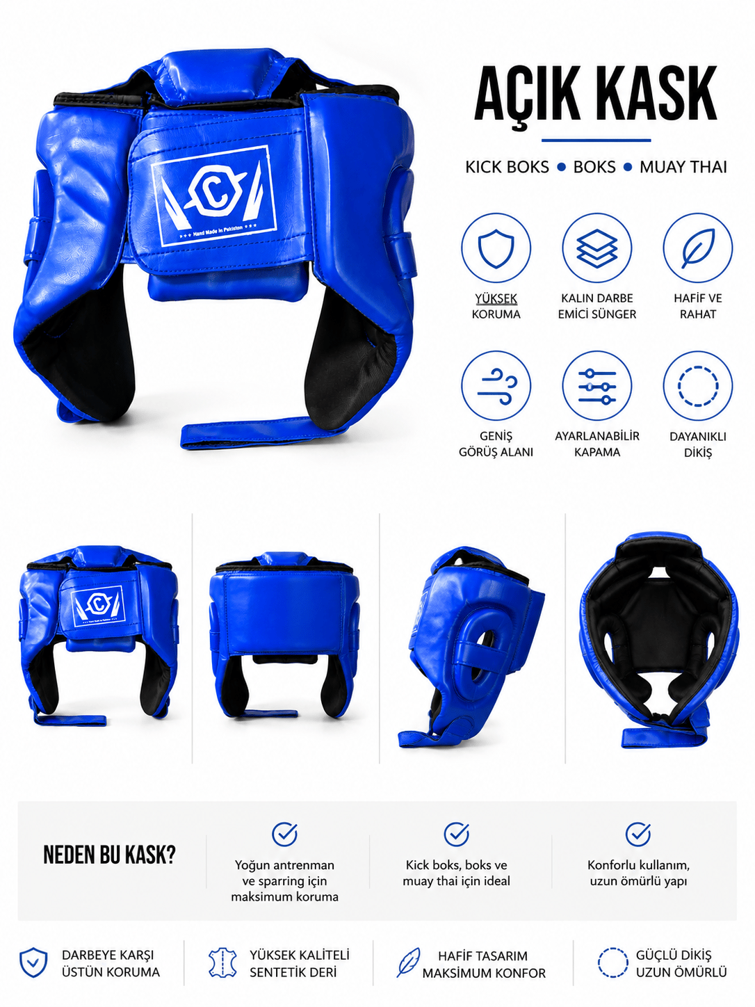 Boks-Kick Boks-Muay Thai  Mavi Açık Kask