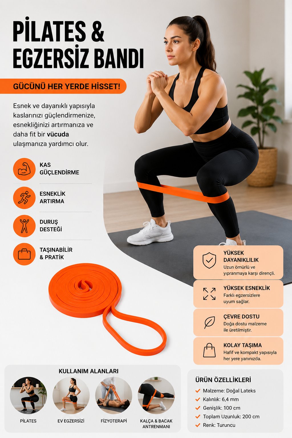Voltrike Blpb-6,4 Orange Latex Güç Bandı Turuncu 6,4 Mm