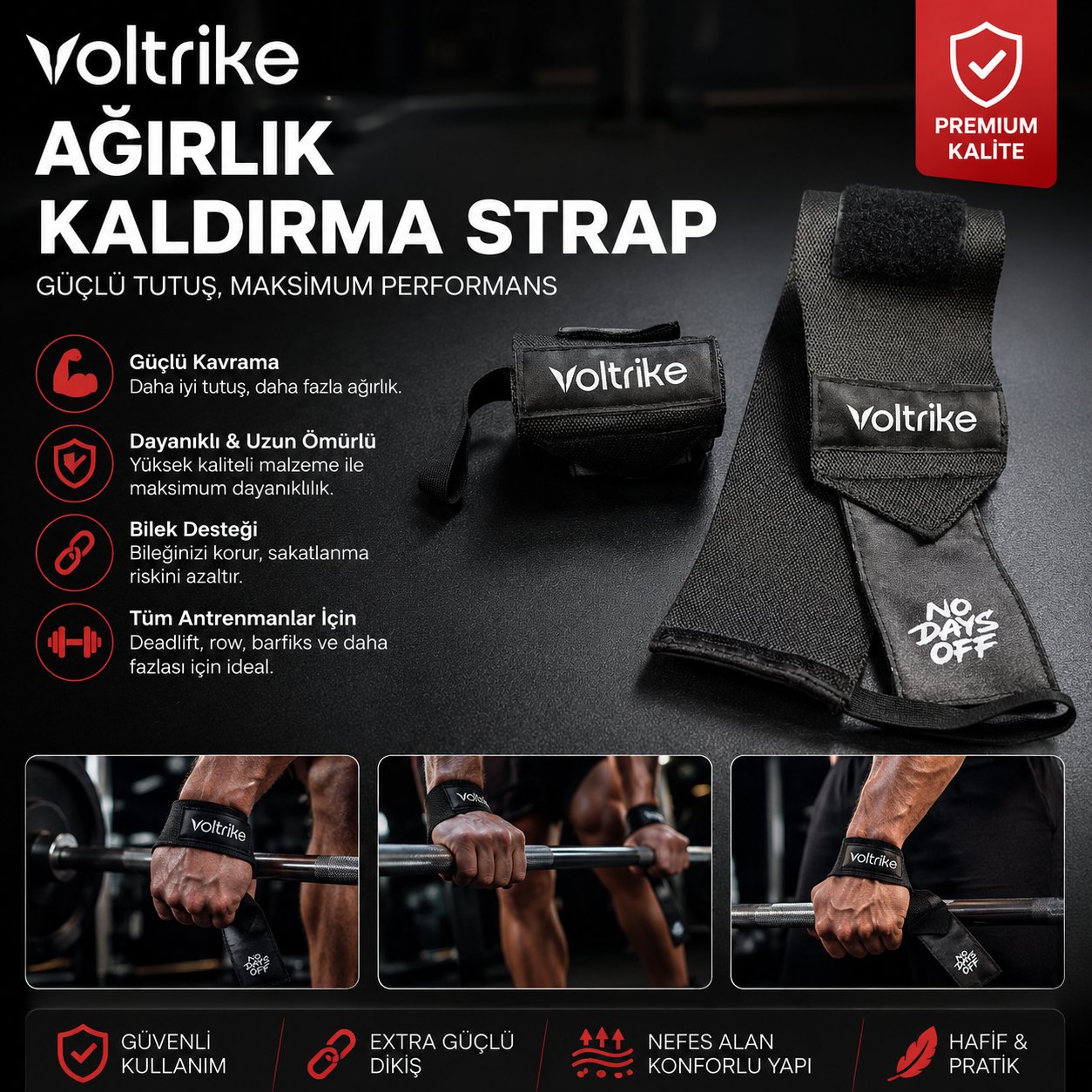 Voltrike Fitness Bilekliği Siyah Pro