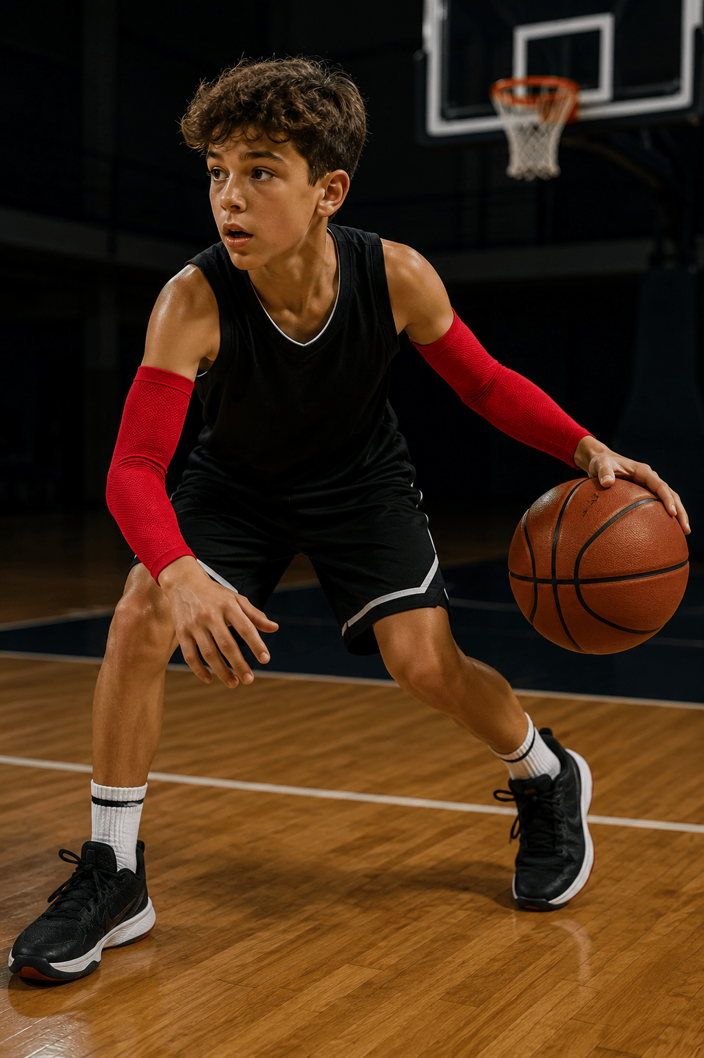 Voltrike Kırmızı Basketbol Kolluğu Örme