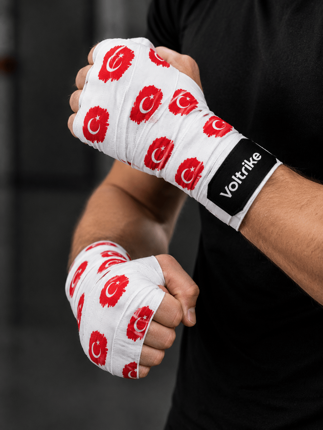 Voltrike Türk Bayraklı Beyaz Boks-Kickbox-Muay Thai-Sanda El Bandajı