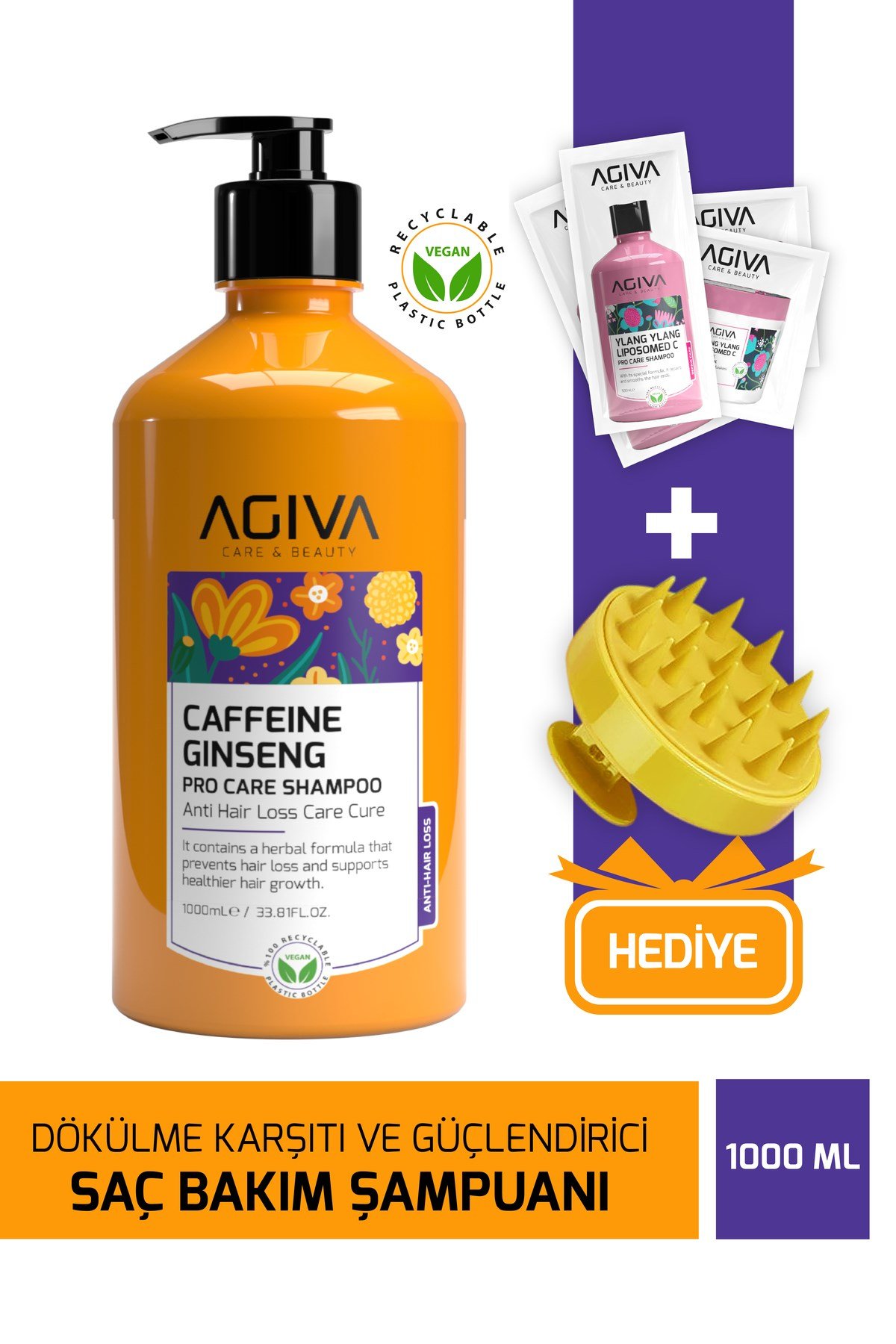 Caffeine&Ginseng Dökülme Karşıtı ve Güçlendirici Saç Bakım Şampuanı 1000ML-Vegan