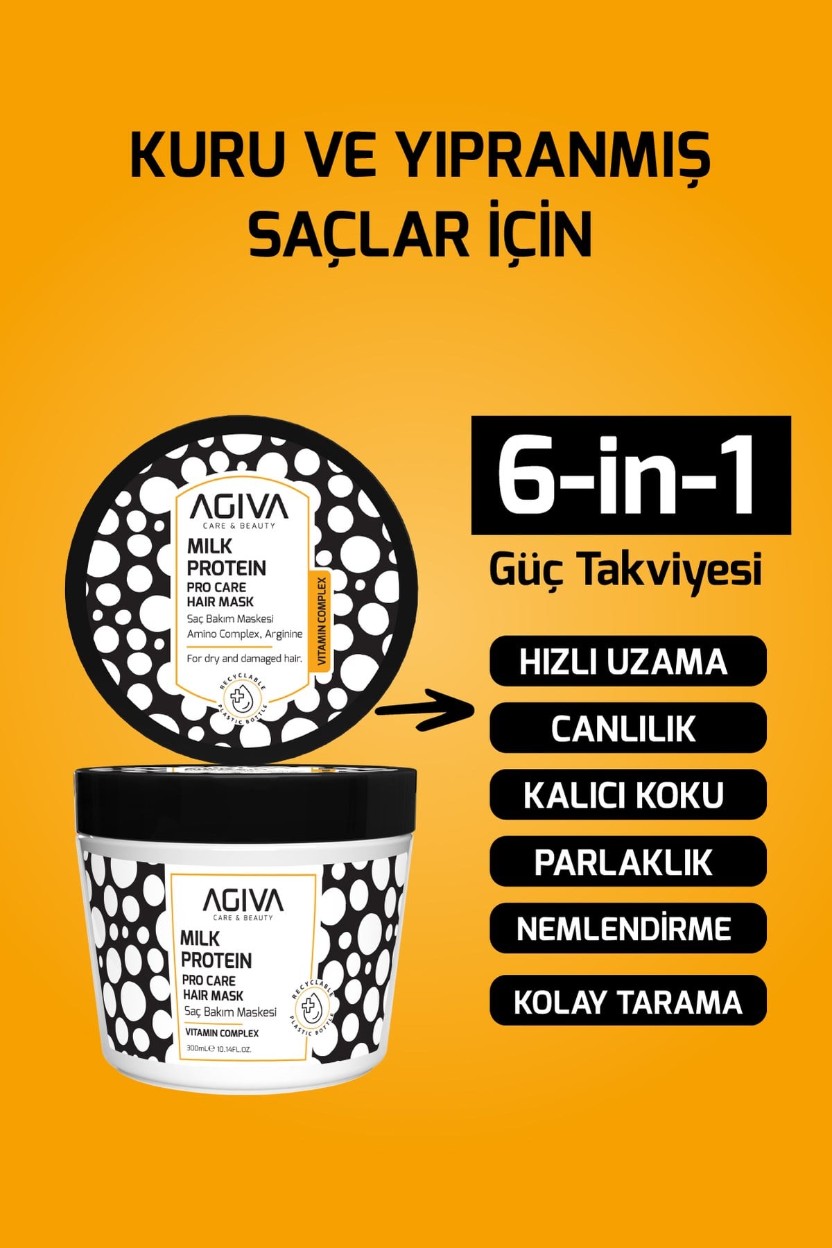 Milk Protein Kuru ve Yıpranmış Saçlar İçin Saç Maskesi – Agiva Care & Beauty Amino Complex
