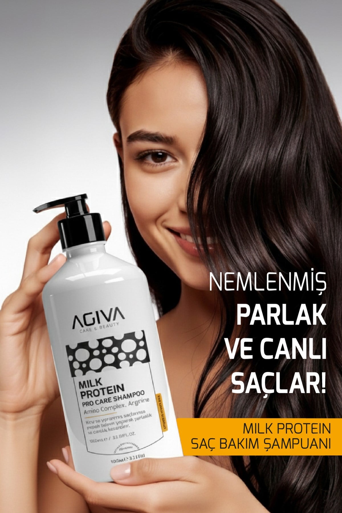 Milk Protein Saç Bakım Şampuanı 1000 ml – Agiva Care & Beauty Kuru Yıpranmış Saçlar Amino Complex