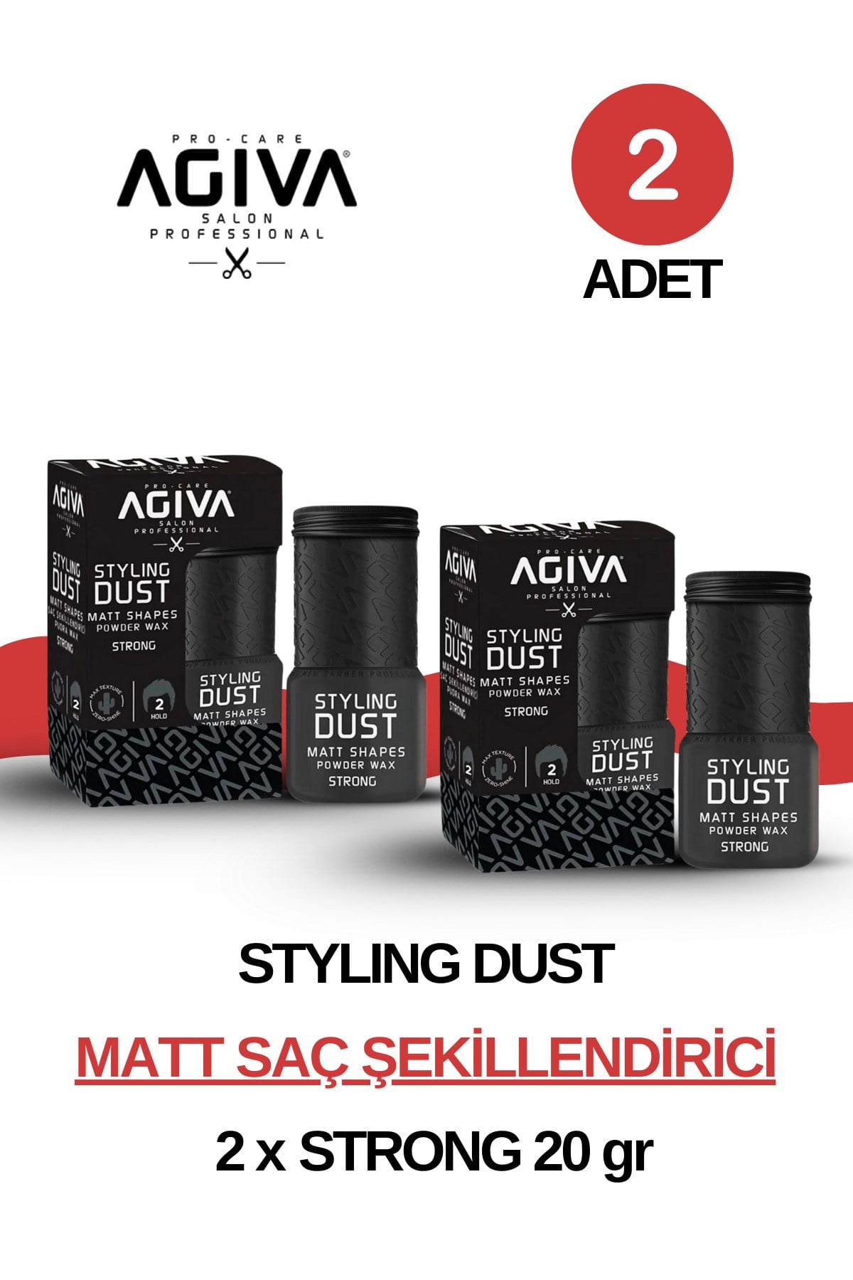 Saç Şekillendirici Pudra, Saç Şekillendirici Toz Wax, No:2, Sert Tutuş 20gr X 2 Adet Strong
