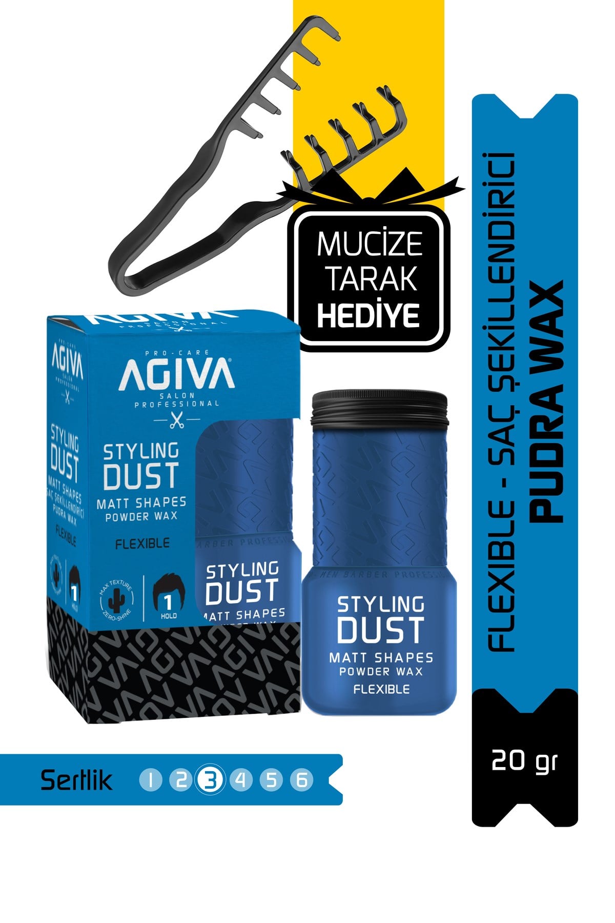Saç Şekillendirici Pudra Wax Flexible-01 Muzice Tarak Hediyeli