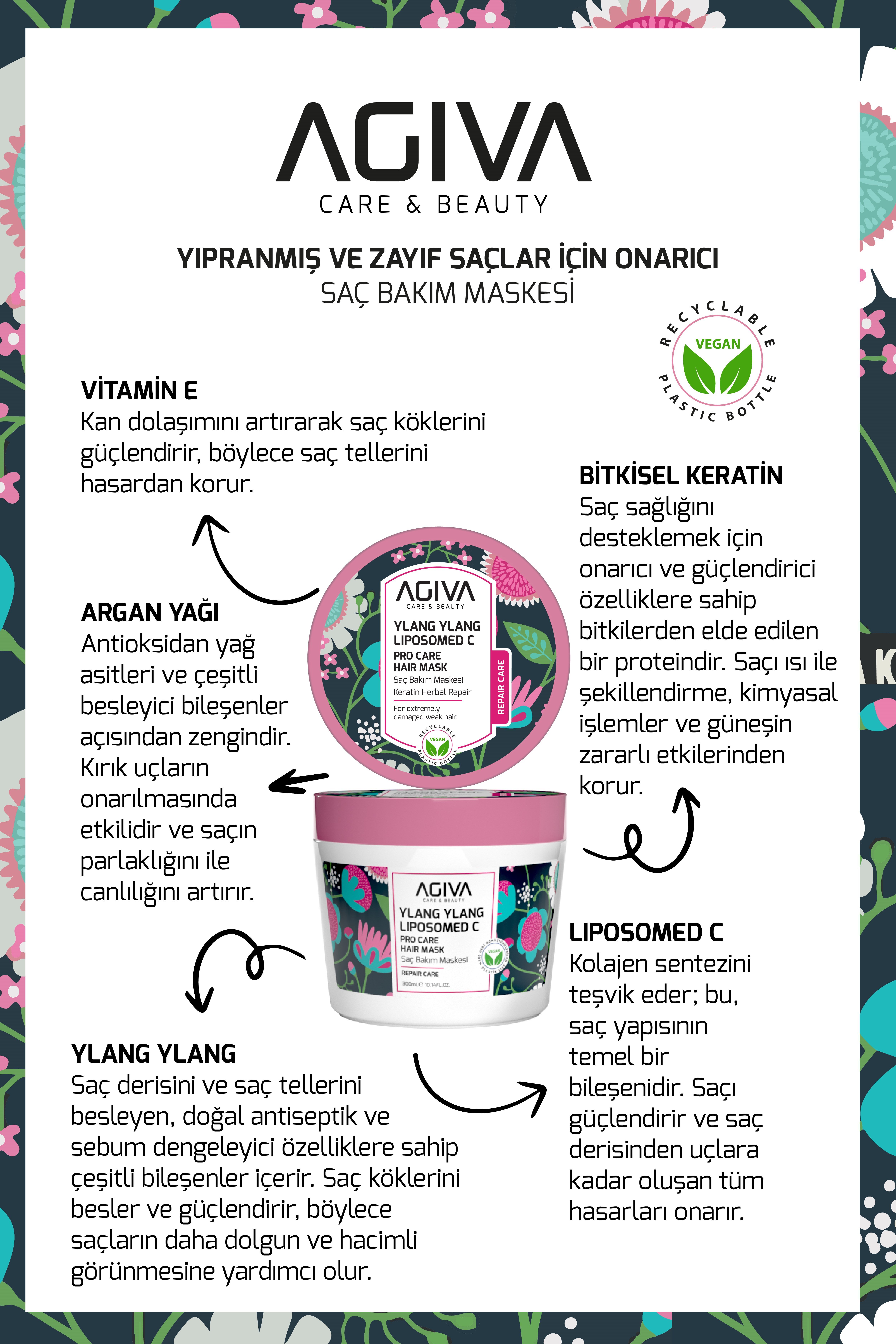 Ylang Ylang Liposom C Saç Bakım Maskesi 300 ml - Onarıcı & Bitkisel Bakım