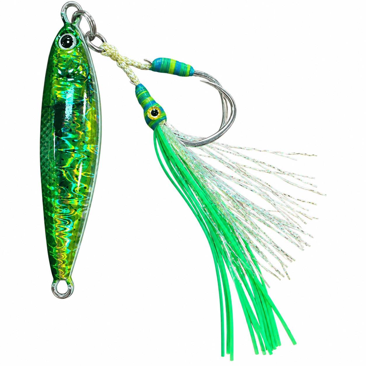 Blue Crab Jig Fat 100GR Glow And Double Assist Hook Color:Green Dorado