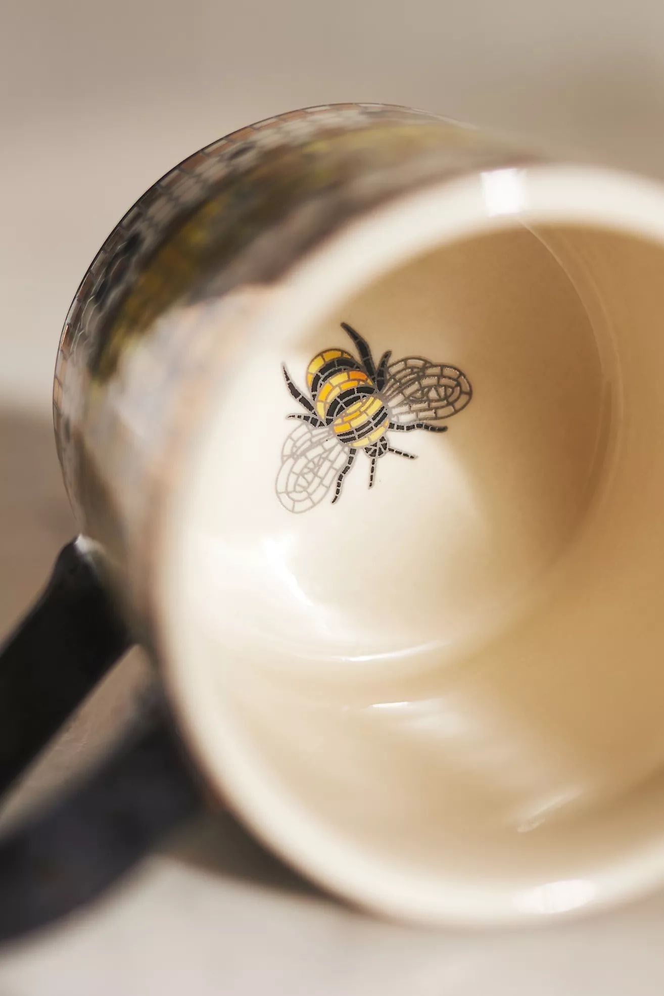 Bistro Tile Stoneware 24k Gold Accent Espresso Cup & Saucer: Garden Editio