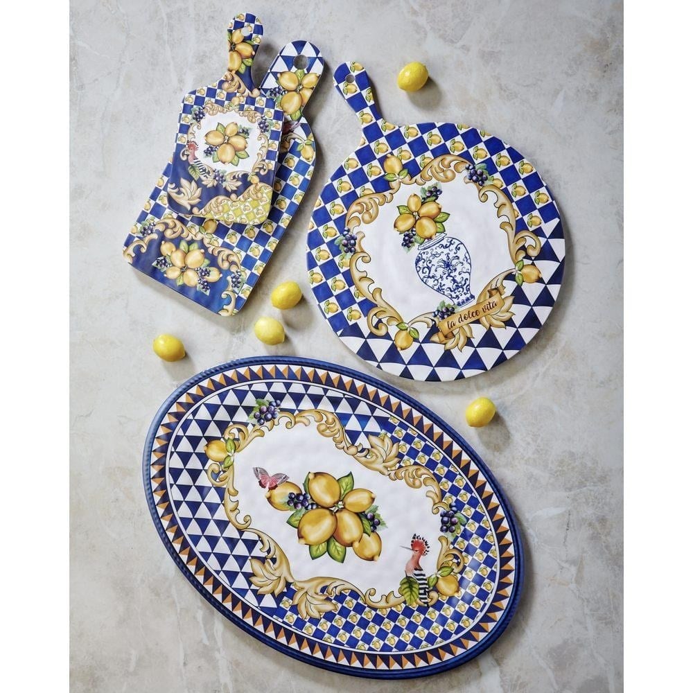 CAPRI BLUE LEMON BOUQUET CUTTING BOARD 25 CM