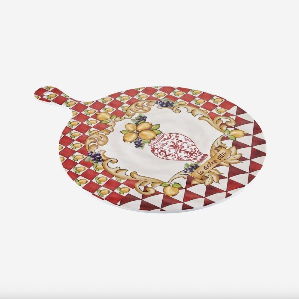 CAPRİ KIRMIZI VAZO DESENLİ KESME TAHTASI 41 CM