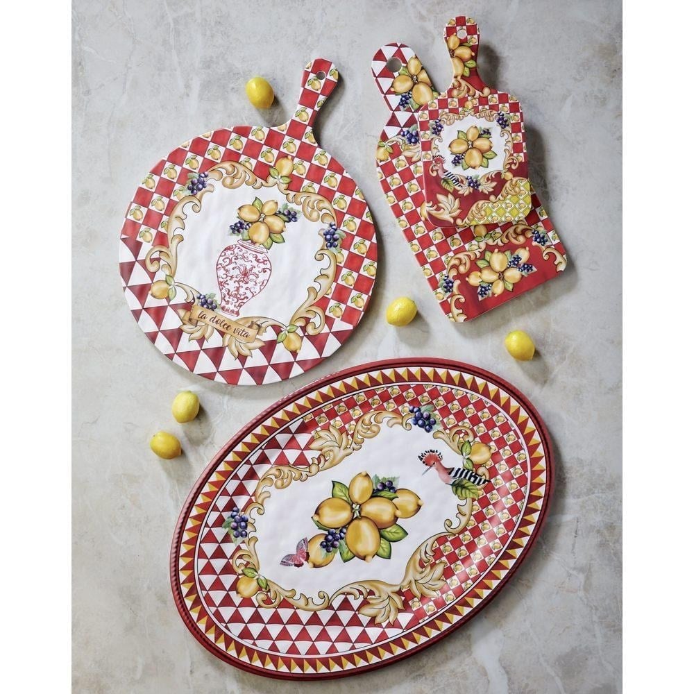 CAPRI RED LEMON BOUQUET CUTTING BOARD 25 CM