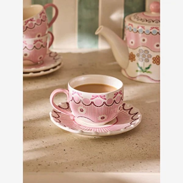 Cath Kidston Pembe Stoneware Çay Fincanı 200 Ml