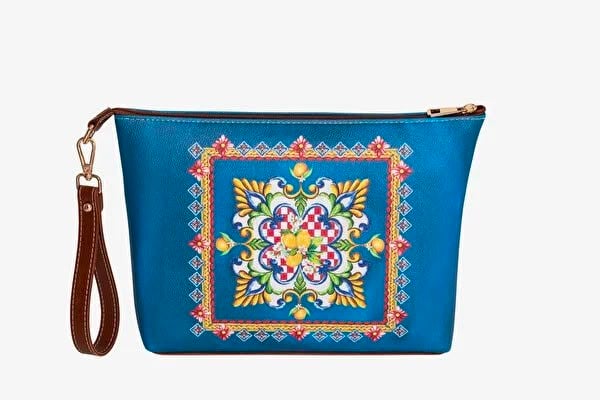 Chiara Alessi Mavi Suni Deri Clutch&portföy Çanta 30X21 Cm