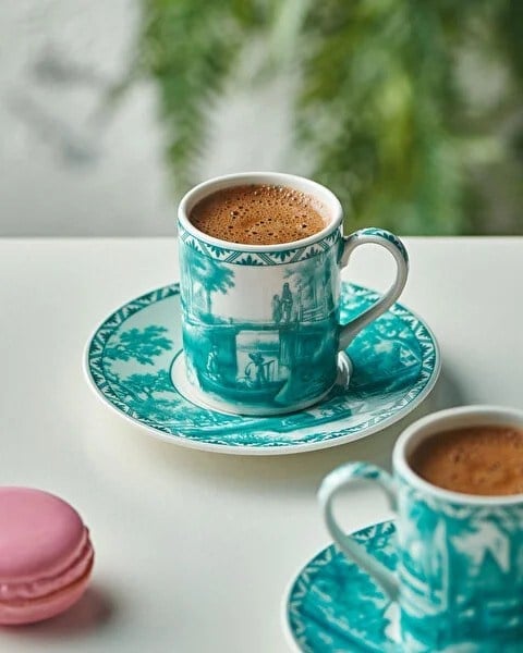 Chiara Alessi Yeşil Porselen Kahve Fincan Seti 90 Ml