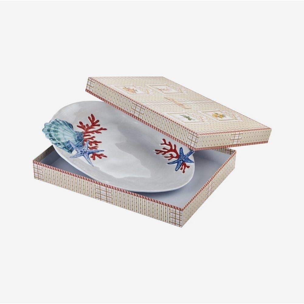 CORAL WHITE OVAL SERVING PLATE 43 CM