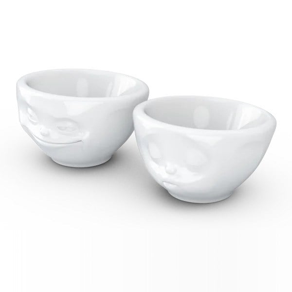 Grinning & Kissing- beyaz ikili küçük kase set, 100 ml