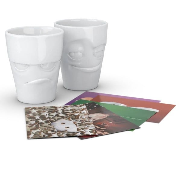 Grumpy & Impish- beyaz ikili bardak seti, 350 ml