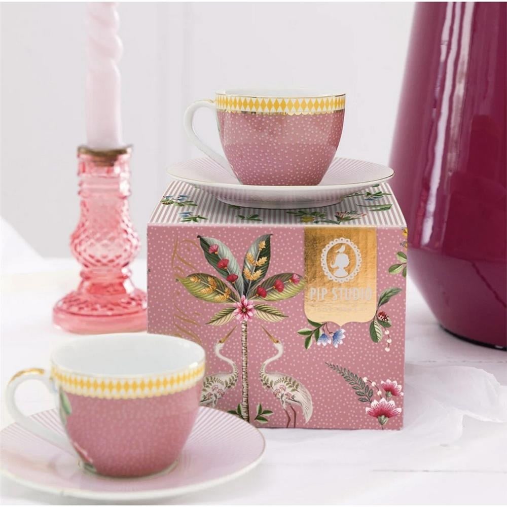 LA MAJORELLE İKİLİ PEMBE KAHVE FİNCANI SETİ 120 ML