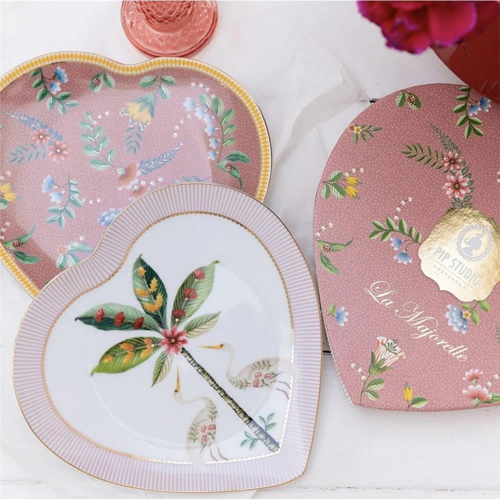 LA MAJORELLE İKİLİ PEMBE KALPLİ TABAK SETİ 21,5 CM