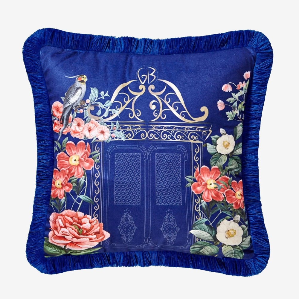 MAGIC GARDEN LACİVERT KADİFE YASTIK 45*45 CM