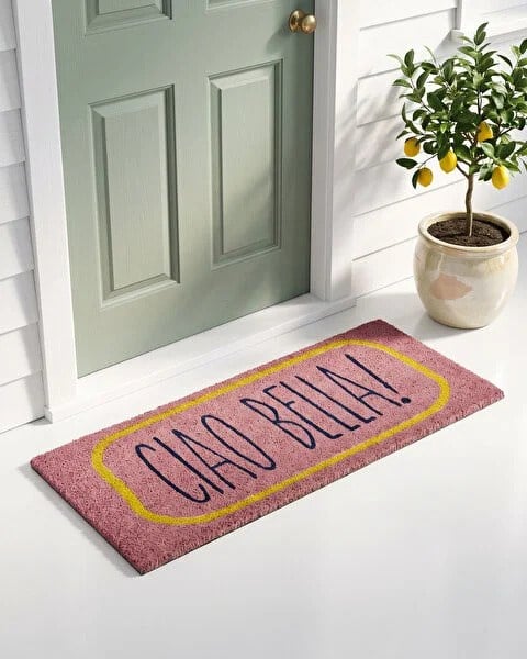 Pembe Hindistan Cevizi Lifi Ciao Bella Kapı Önü Paspası 75X30x1,5 Cm 