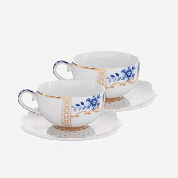 Pip Studio Mavi Beyaz Porselen Kahve Fincan Seti 125 Ml