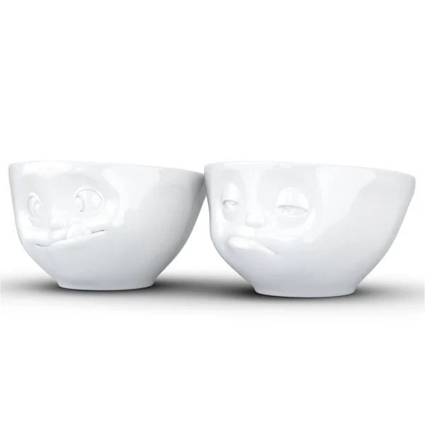 Tasty & Snoozy- beyaz orta boy ikili kase set, 200 ml
