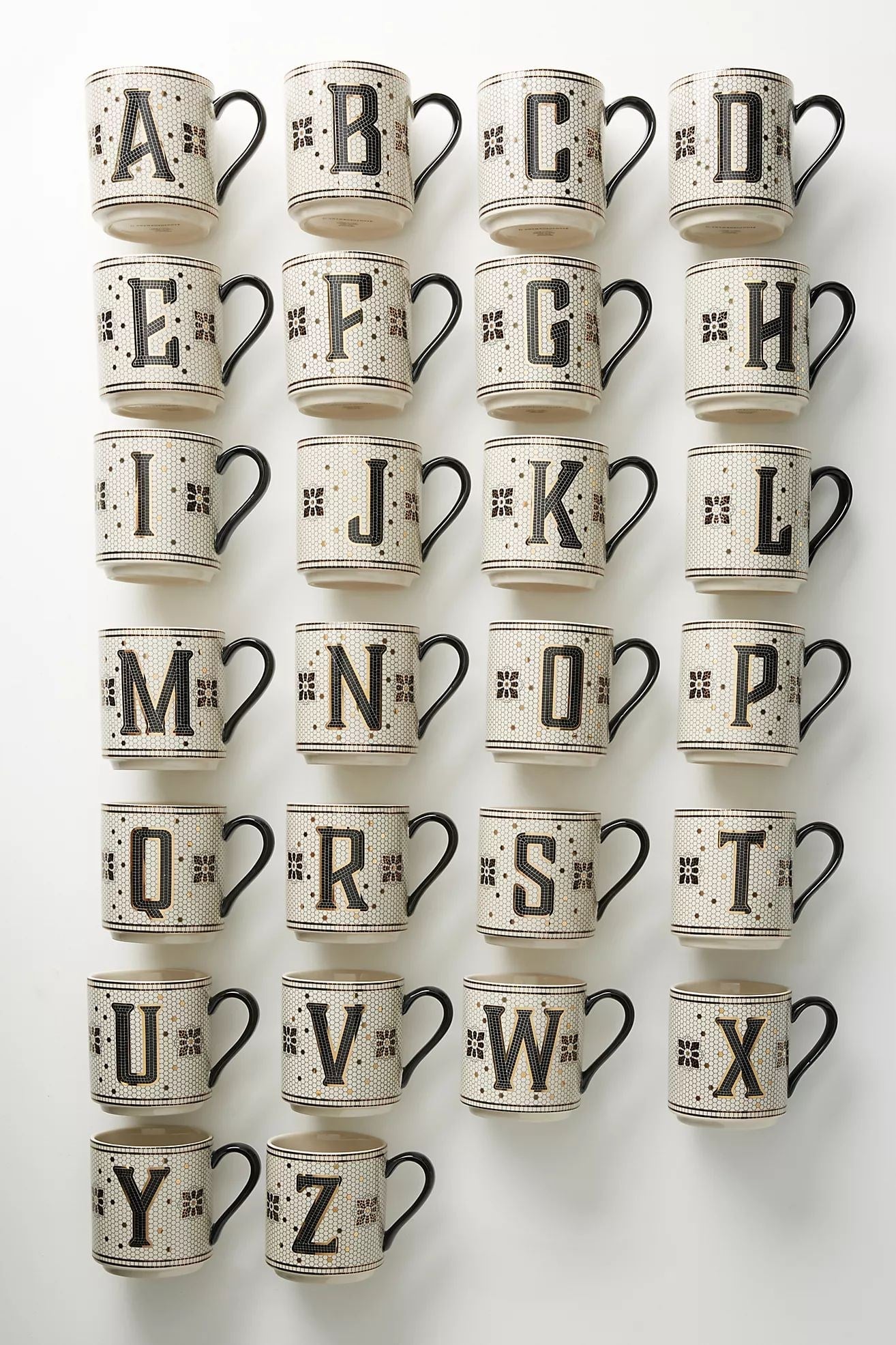 The Bistro Tile Stoneware Mug: Monogram Edition-Letter:F