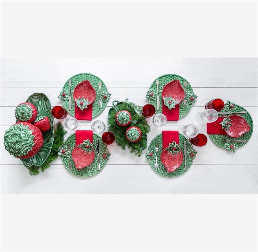 YEŞİL SERAMİK SERVİS TABAĞI 34 CM STRAWBERRIES COLLECTION
