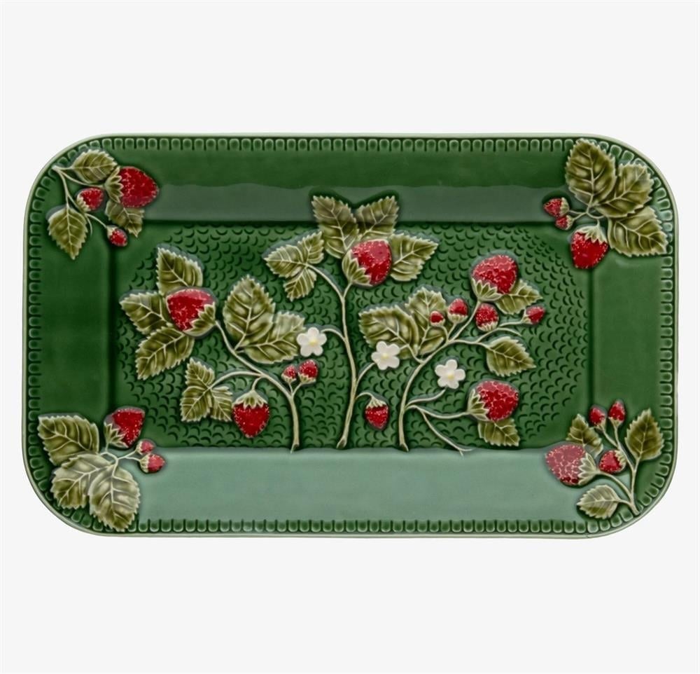 YEŞİL SERAMİK SERVİS TABAĞI 34 CM STRAWBERRIES COLLECTION