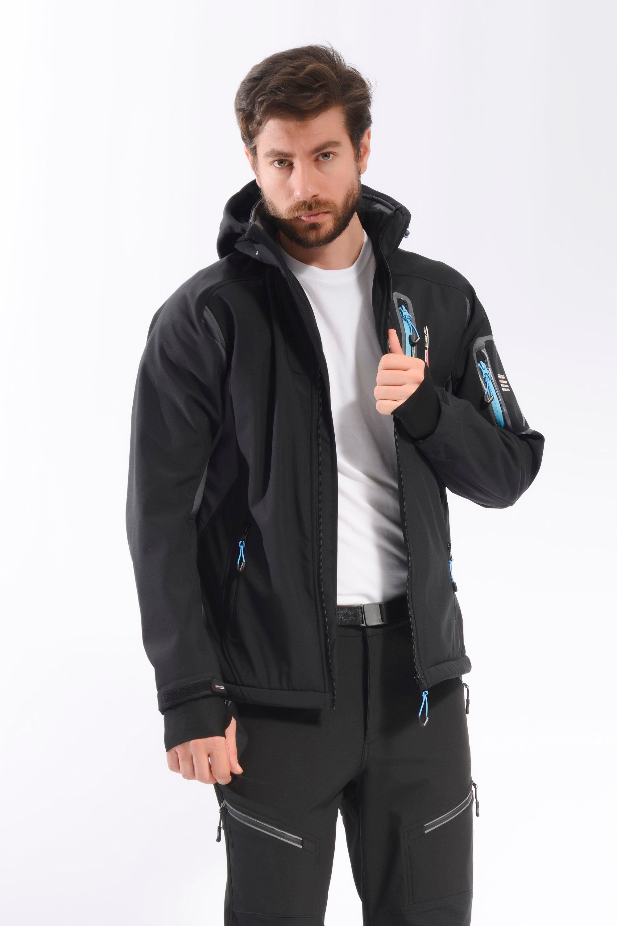 FreeCamp Eagle Softshell Ceket-SİYAH-MAVİ