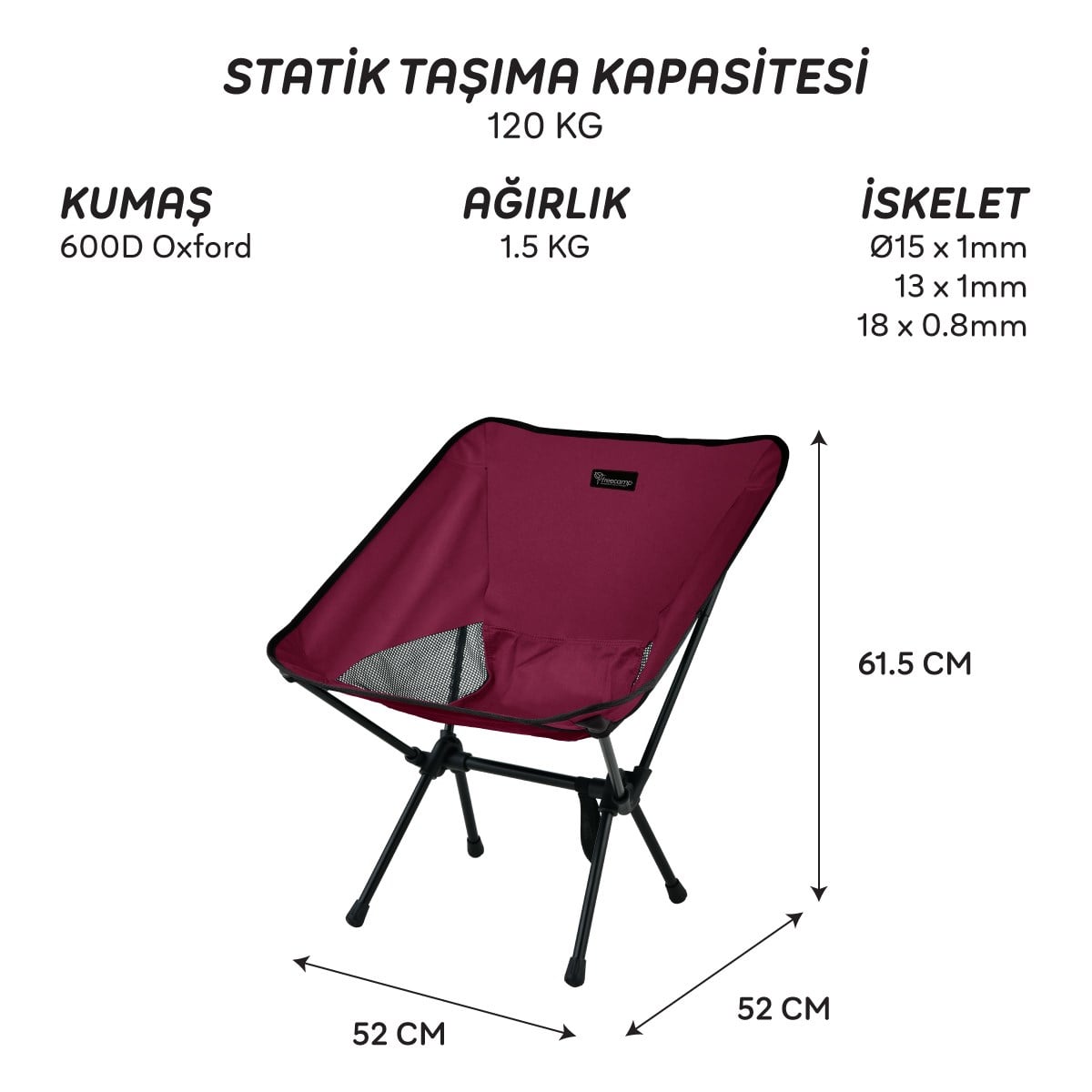FreeCamp Jett Katlanır Sandalye-BORDO