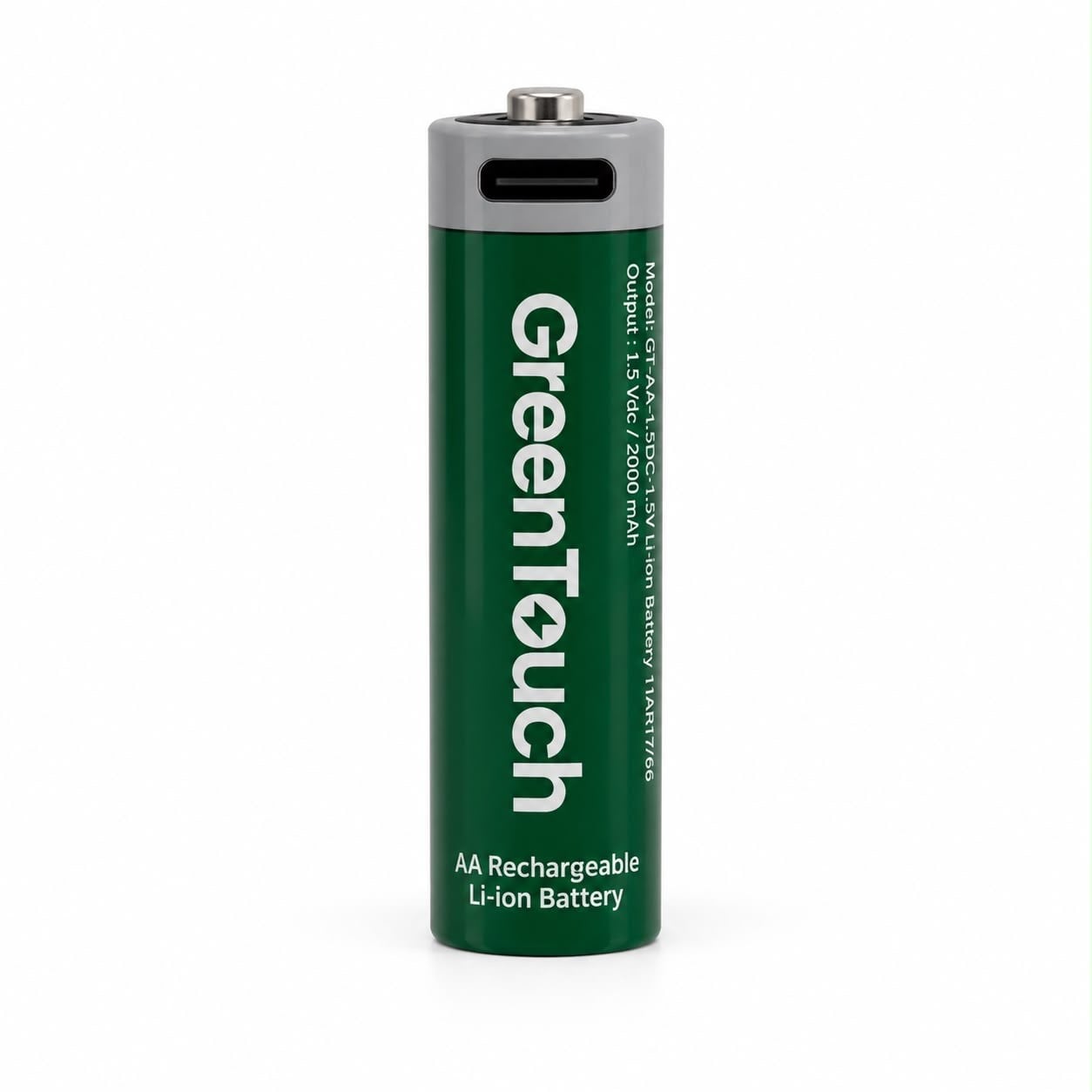 GreenTouch AA USB-C Şarj Edilebilir Lityum Pil 2000 mAh 1.5V Sabit Voltaj 4'lü Paket | Şarjlı Kalem Pil | Çoklu USB-C Şarj Kablosu Dahil