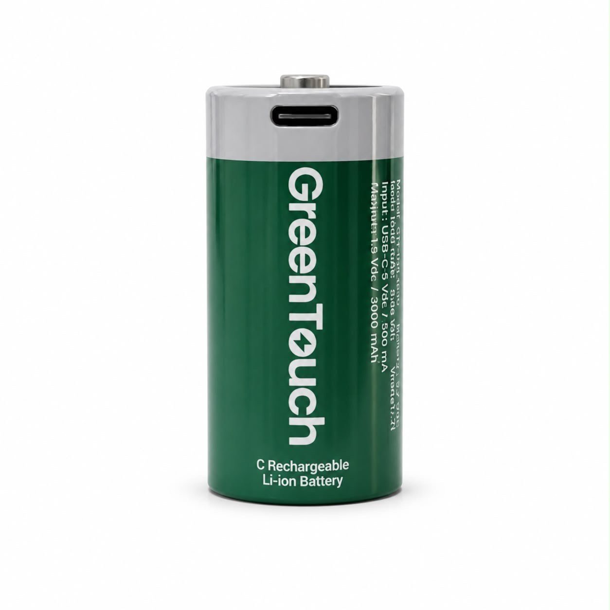 GreenTouch C USB-C Şarj Edilebilir Lityum Pil 6500 mAh 1.5V Sabit Voltaj 2'li Paket | Şarjlı Orta Boy Pil | Çoklu USB-C Şarj Kablosu Dahil