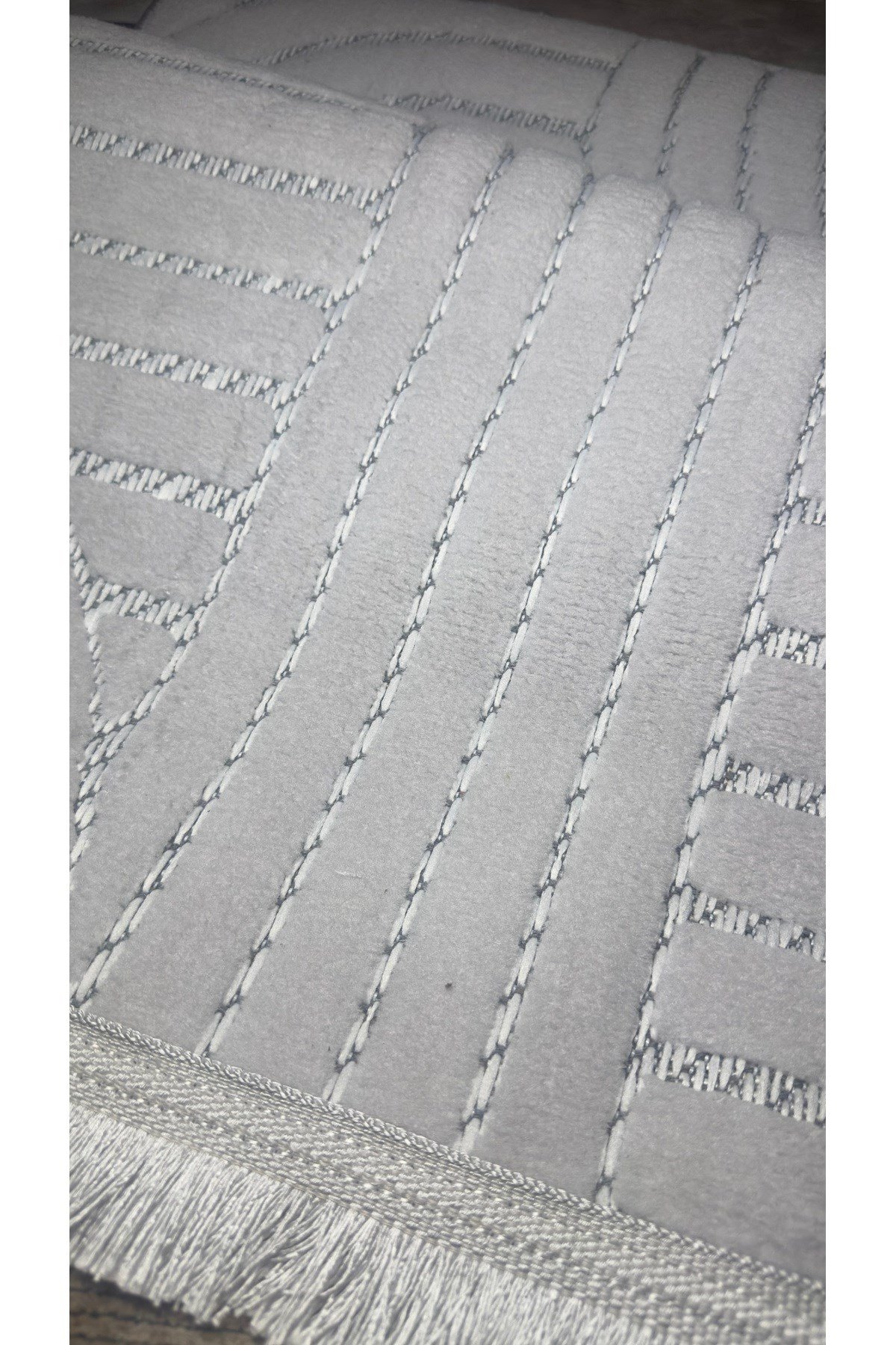 Açık Gri Bohem İskandinav Modern Saçaklı Doğal Pamuk Taban Salon Koridor Çocuk Oturma Odası Halı