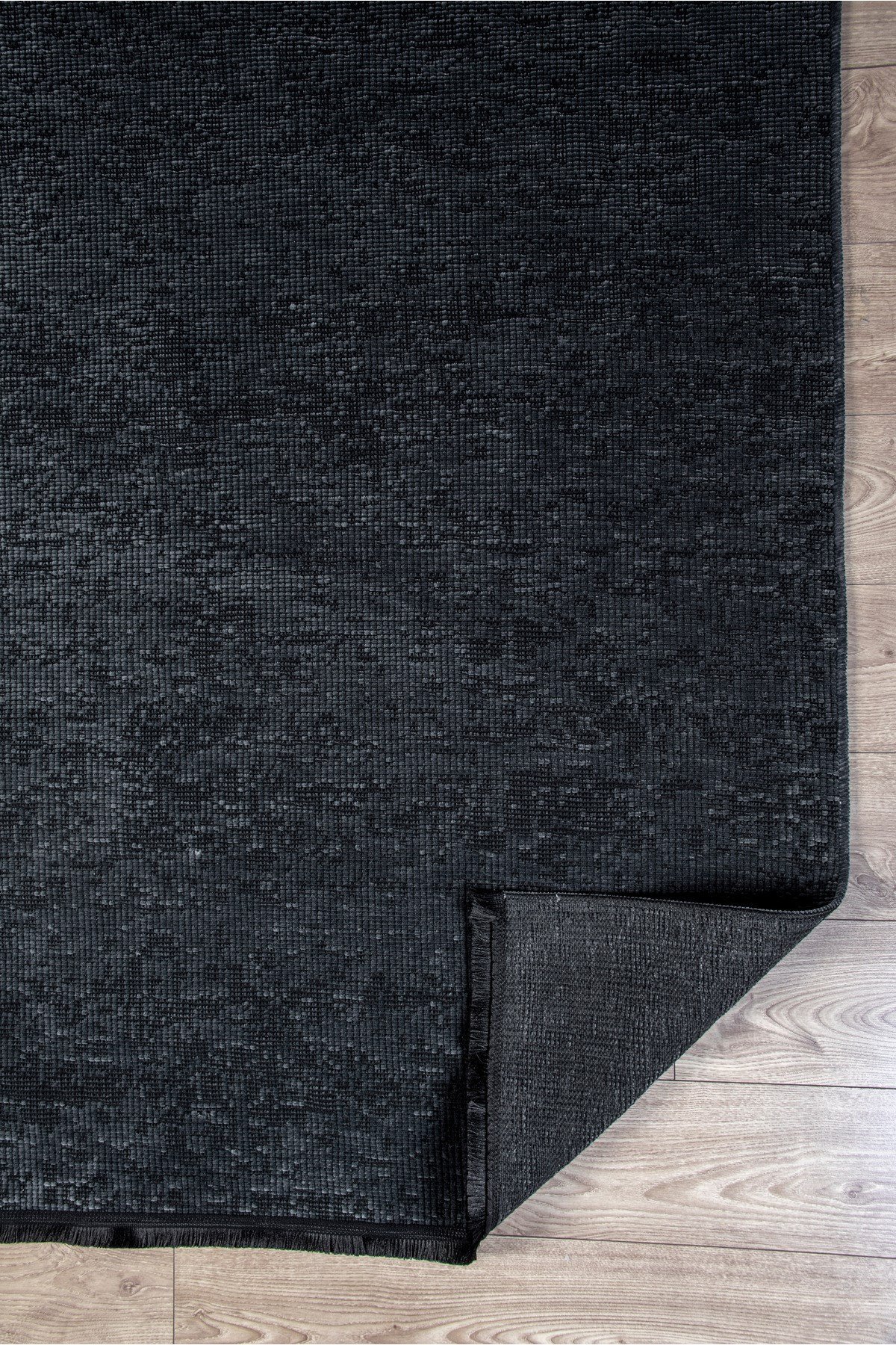 Antrasit Şönil Makinada Yıkanabilir Kaymaz Taban Saçaklı Pamuklu Halı Kilim Oturma Odası Salon