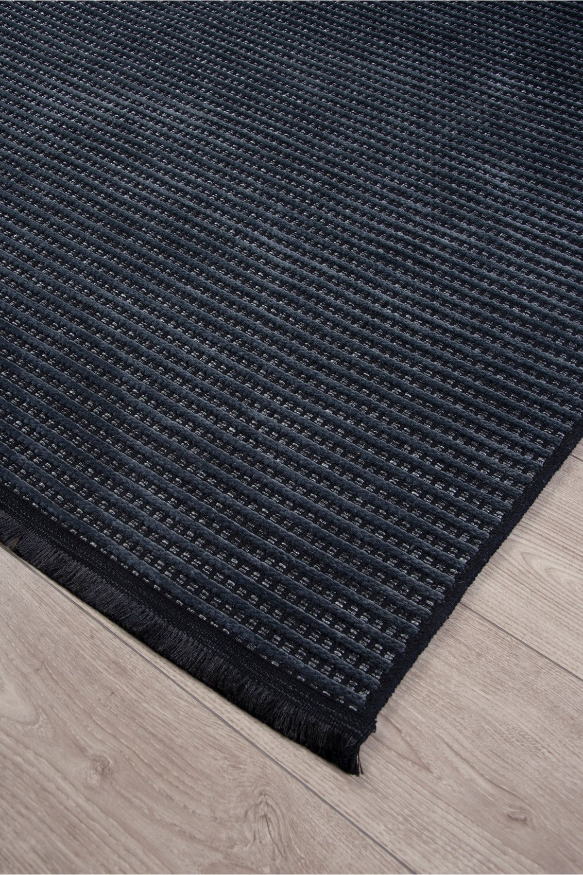 Antrasit Şönil Makinada Yıkanabilir Kaymaz Saçaklı Pamuklu Halı Kilim Oturma Odası Salon Mutfak
