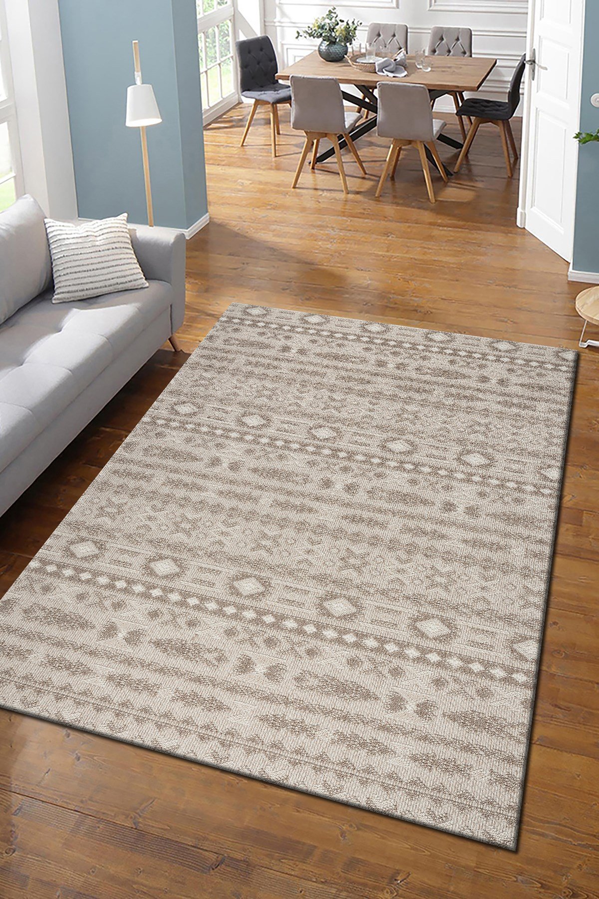 Bej Kahve İskandinav Modern Tasarım Sisal Bukle Özel Ölçü Salon Oturma Odası Koridor Halısı Yolluk